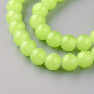 Jelly Style Beads.  Soft Pale Green.  (Glass Beads) 6mm Size.  (Approx 60 Beads)