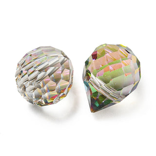 Electroplated Glass Beads, Faceted, Teardrop, Top Drilled Side to Side, Lilac, 11x8mm, Hole: 1.2mm.  (10 Beads to a Strand)