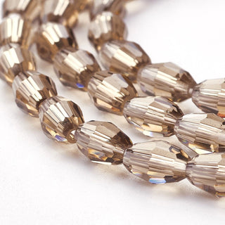 Glass Beads Strands, Faceted, Oval, Gainsboro 6x4mm, Hole: 1mm; approx 72 Beads, 16".