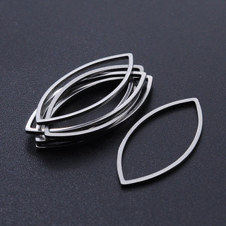 Non-Tarnish 201 Stainless Steel Linking Rings, Laser Cut, Horse Eye, Stainless Steel Color, 27x13x1mm, Inner Diameter: 24x11mm.  (Packed 2)