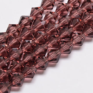 Bicone (Crystal) 3 x 3mm.  Faceted.  Violet Red.  Approx 120 Beads/ Strand.