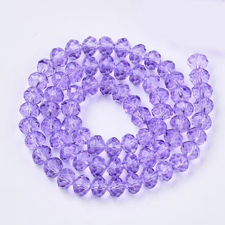 Crystal *Faceted Rondelle  (Lilac)  3 x 2.5 mm.  Hole 0.9mm.    Approx 140 Beads on an 14" Strand.