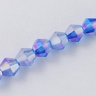 Faceted Bicone Glass Beads Strands, Dodger Blue AB Plated, 2x3mm, Hole: 0.5mm; about 100pcs/strand, 7.5" strand. (Copy)