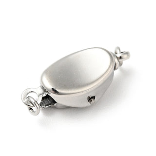 304 Stainless Steel Clasps, Stainless Steel Color, 17x7.5x5.5mm.  Traditional "Pearl Necklace" Style.  Sold individually.