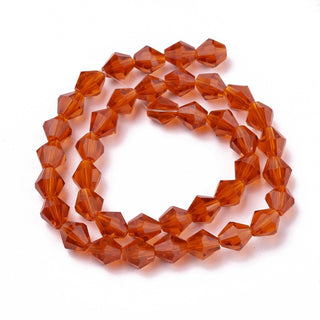 Bicone Beads Faceted.  Glass 8mm.   (Deep Orange).   (Approx 40 Beads)