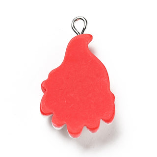 Christmas Opaque Resin Pendants, with Platinum Tone Iron Loops, Gnome with Hat Charm, Red, 31x18x6mm, Hole: 2x2.5mm. Sold Individually.