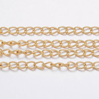 304 Stainless Steel Curb Chains, Soldered, Real 18K Gold Plated, 3.5x2.5x0.5mm*Sold by the Foot