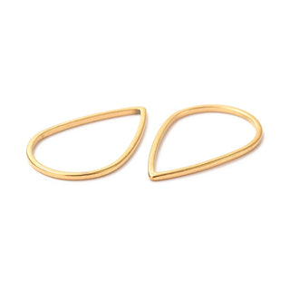 201 Stainless Steel Linking Rings, Teardrop, Golden, 15.5x 10.5x1mm  (Packed 10)