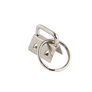 Iron Ribbon Ends with Keychain Split Ring, for Key Clasp Making, Platinum, Ring: 24x1.5mm, End: 21x21x14mm.  (Packed 5)