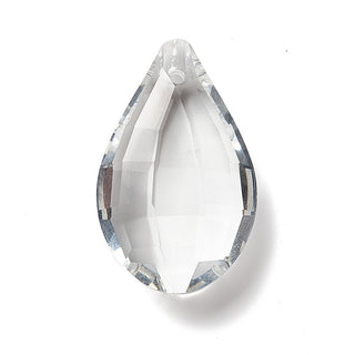 Transparent Glass Pendants, for Chandelier Crystal Hanging Pendants, Faceted, Teardrop, Clear, 36x22.5x11mm, Hole: 1.8mm. Sold Individually.