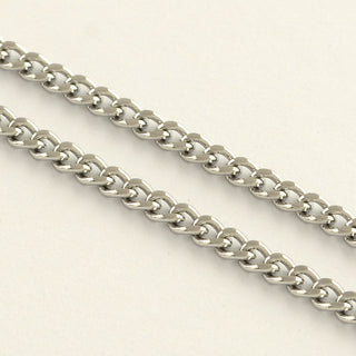 304 Stainless Steel Curb Chain, Faceted, Stainless Steel Color, 4x3x1mm.  Sold by the Foot