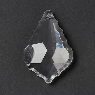 Transparent Glass Big Pendants, for Chandelier Crystal Hanging Pendant/ Holiday Ornament, Faceted, Leaf, Clear, 60.5x40x13.3mm, Hole: 2mm. Sold Individually.