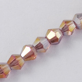 Faceted Bicone Glass Beads Strands,Plum AB Plated, 2x3mm, Hole: 0.5mm; about 100pcs/strand, 7.5" strand.