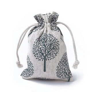 Burlap Packing Pouches, Drawstring Bags, Rectangle with Tree of Life Pattern, 14~14.4x10~10.2cm(Packed 5 Bags)