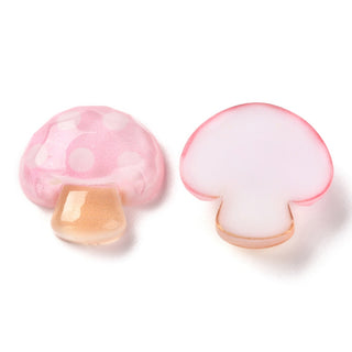 Transparent Resin Cabochons, Mushroom, Pink, 18.5x19x6mm.   Sold Individually.