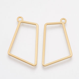 Smooth Surface Alloy Open Back Bezel Pendants, Matte Gold Color, 33x22x1.5mm, Hole: 1.8mm (Packed 2)