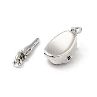 304 Stainless Steel Clasps, Stainless Steel Color, 17x7.5x5.5mm.  Traditional "Pearl Necklace" Style.  Sold individually.