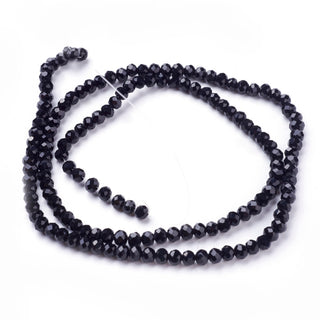 4mm Faceted Round Crystals *BLACK (approx 100 beads per 15" Strand)