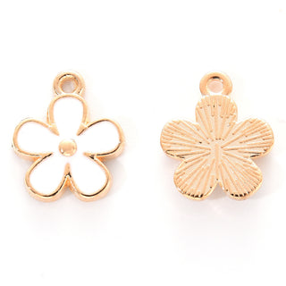 Alloy Enamel Charm, Light Gold, Flower, 15x13x2.5mm.  Sold Individually. (See Drop Down for Color Options)