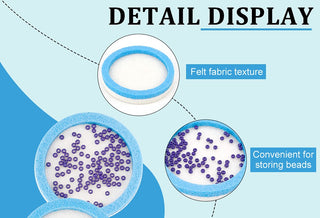 Round Felt Bead Design Board, 1.57inch Sky Blue Felt Beading Mat DIY Beading Boards Storage Tray for Jewelry Making, Beading Supplies, 8mm Thick.  (Packed 3)