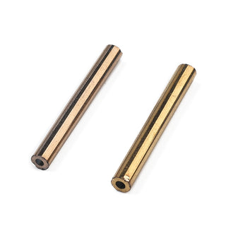 Glass Bugle Beads, Golden Plated, 20x2.5mm, Hole: 0.5mm.  (Approx 15 grams)