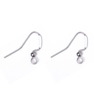 304 Stainless Steel French Earring Hooks, Flat Earring Hooks, Loop, Stainless Steel Color, 17x3mm, Hole: 2mm, Pin: 0.7mm  (Packed 20 Ear Wires/ 10 Sets)
