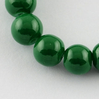 Painted Glass Bead Strands, Baking Paint, Round, Dark Green, 10mm, Hole: 1.3~1.6mm, approx 40 Beads.