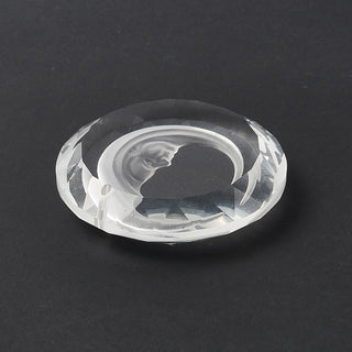 Transparent Glass Pendants, for Chandelier Crystal Hanging Pendants/Ornament, Faceted, Flat Round with Moon, Clear, 45x10.5mm, Hole: 1.6mm. .Sold Individually.