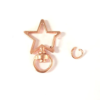 Star Alloy Swivel Clasps, Lanyard Push Gate Snap Clasps, Light Gold, 3.4x2.4x0.6cm, Hole: 9x5mm, Jump Ring: 8x1mm.  (See Color Finish Options)