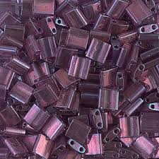 Miyuki TILA Beads.  5x5mm. 2 hole.  * Light Amy (Amethyst) Gold Luster.  (7.2gr Vial).