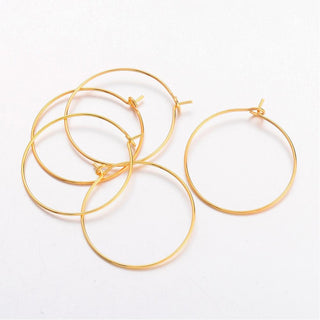 Brass Wine Glass Charm Rings Hoop Earrings, Golden, 20 Gauge, 25x0.8mm (Packed 50)