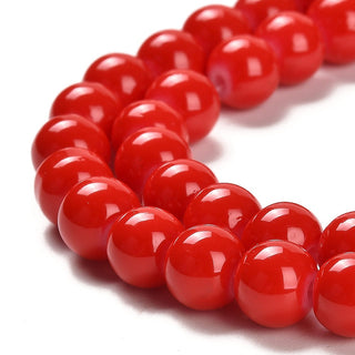 Glass Beads.  Round,  *Red it IS! , 8mm; Hole: 1.3~1.6mm, *Approx 50 Beads