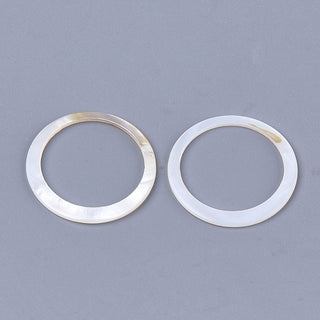 Freshwater Shell Linking Ring, Ring, Seashell Color, 25x1mm.  Packed 10 Shell Rings.