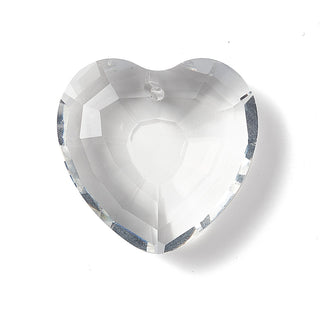 Transparent Glass Pendants, for Chandelier Crystal Hanging Pendants/ Holiday Ornament, Faceted, Heart, Clear, 32x33x13.5mm, Hole: 1.8mm. Sold Individually.