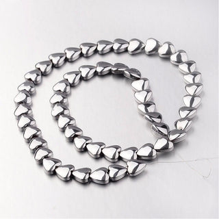 Non-magnetic Hematite Beads Strands, Platinum Plating, Heart, 8x8x3mm, Hole: 1mm... (Approx 55 Beads)