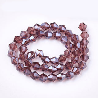 Bicone Beads Faceted.  Glass 8mm.   (Pearl Luster Plated Purple).   (Approx 40 Beads)