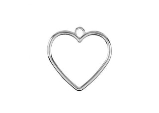 Beadwork Findings Silver Pendant Heart.  25x25mm.  5 pcs