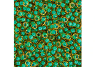 Seed Bead (MIYUKI 11/0)  Round.  (Lt. Topaz Turquoise Lined Luster)  22gm tube.
