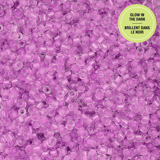 Cylin Bead.   11/0.    25g Bag.   Glow in Dark - Purple