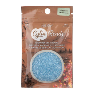Cylin Bead.   11/0.    25g Bag.   Glow in Dark - Blue