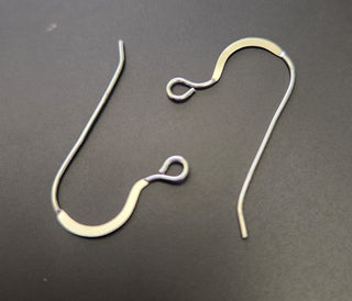 Sterling Silver, smooth, plain fish/shepherd hook earwire. 25mm L(from tip to bottom), 12mm Width. (outer dimension)  (Packed 5 pair)