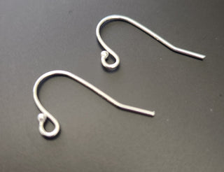 Sterling silver, plain fish/shepherd hook earwire. 20mm length.   (Packed 5 pair)