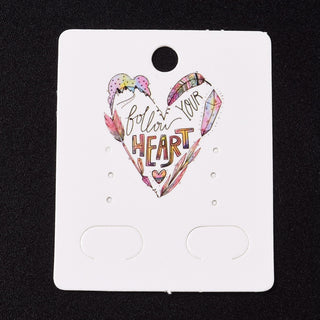 Earring Display Card (Cardboard) *With "Follow Your Heart" Art Heart Design.  50x40x0.3mm, Hole: 5.3mm  *Packed 50 cards.  (See Drop Down for Cardstock Options)