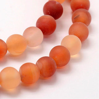 Carnelian (Natural) 10 mm  (FROSTED) *Approx 40 Beads