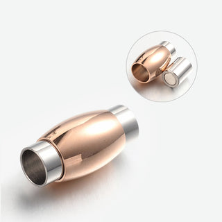 304 Stainless Steel Magnetic Clasps, Oval, Rose Gold & Stainless Steel Color, 20x10mm, Hole: 6mm.  Sold Individually