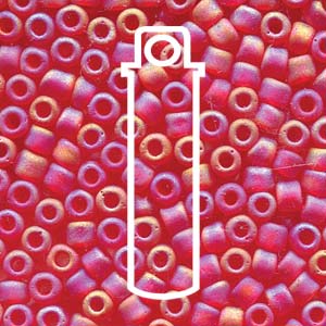 Seed Bead (MIYUKI 6/0)  Round.  (Transparent Fab. Ruby Red)  20gm tube.