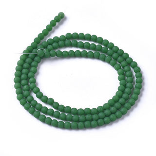 Glass Beads *Frosted Opaque Strands, Round,  Green, 2.5mm, Hole: 0.7mm; about 150pcs/strand, 15.35''(39cm)