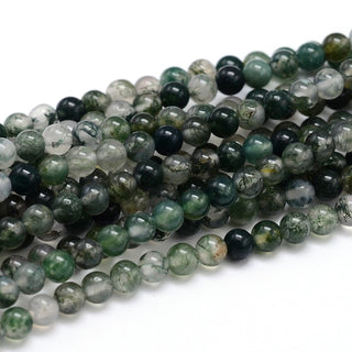 Agate (Moss Agate) 6 mm Rounds 16" strand (aprox 64 beads)