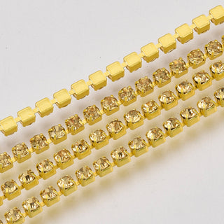 Electrophoresis Iron Rhinestone Cup Chain, Citrine. SS12 , 3mm.  *Sold by the foot