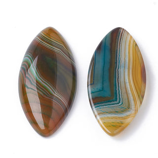 Natural Brazilian Agate Cabochon, Dyed, Horse Eye, 40x19.5x5~6.5mm.